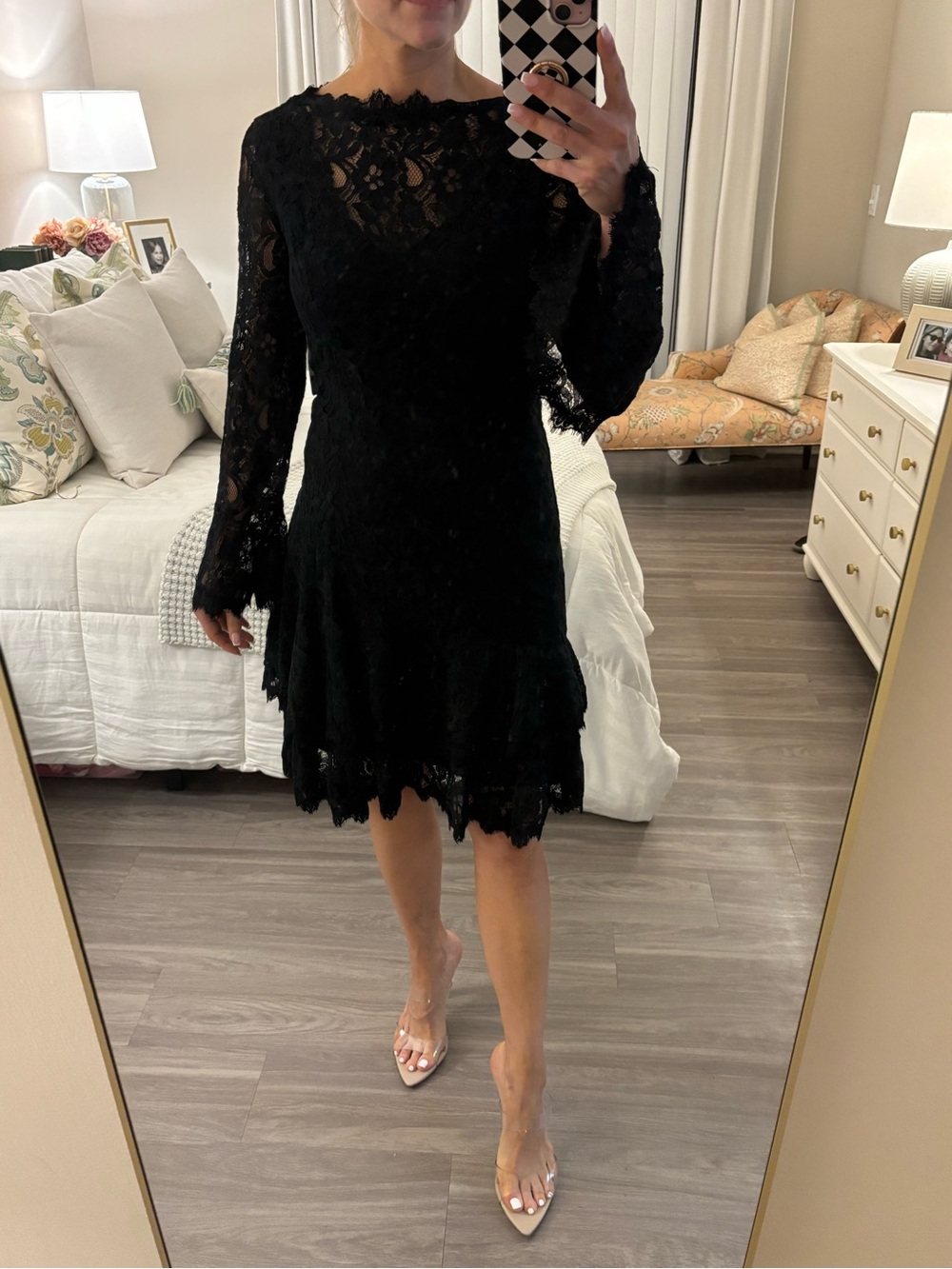 🖤 NWT by Shani Long Sleeve Lace Sheath Dress in Black  Size 5